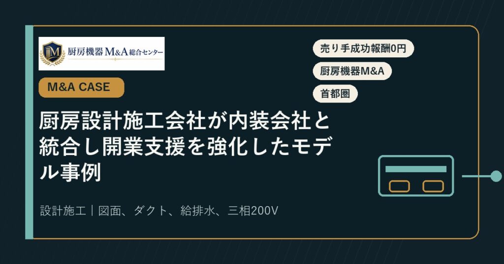 M&A事例厨房設計施工会社が内装会社と統合し開業支援を強化したモデル事例